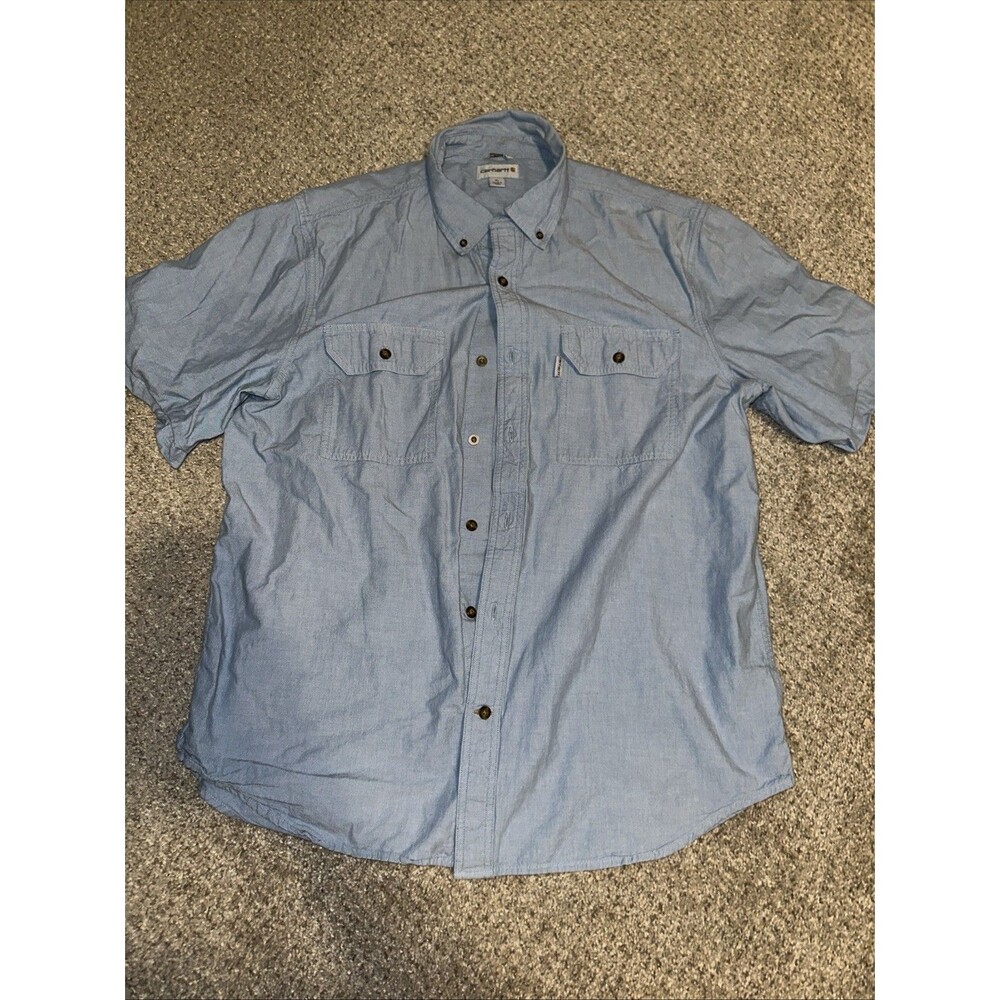 Carhartt Men's Relaxed Fit Chambray Shirt Size X Large. Short Sleeve Button down